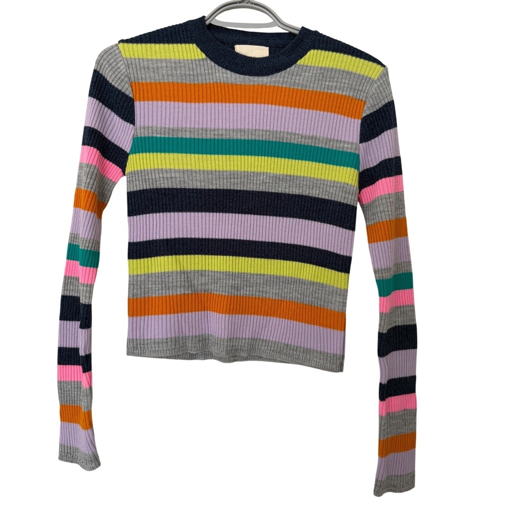 Silence + Noise Urban Outfitters Striped Ribbed Knit Long Sleeve Top Small Y2K